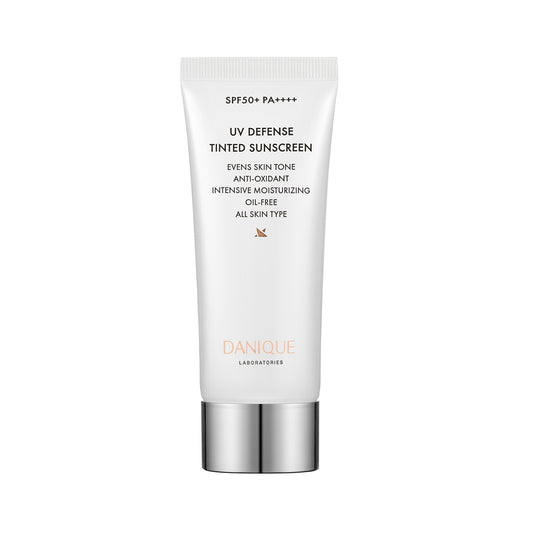 Tube of UV Defense Tinted Sunscreen by Danique Laboratories on a white background